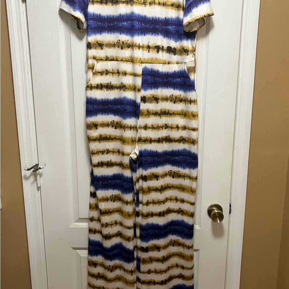 Striped Blue and Gold Jumpsuit